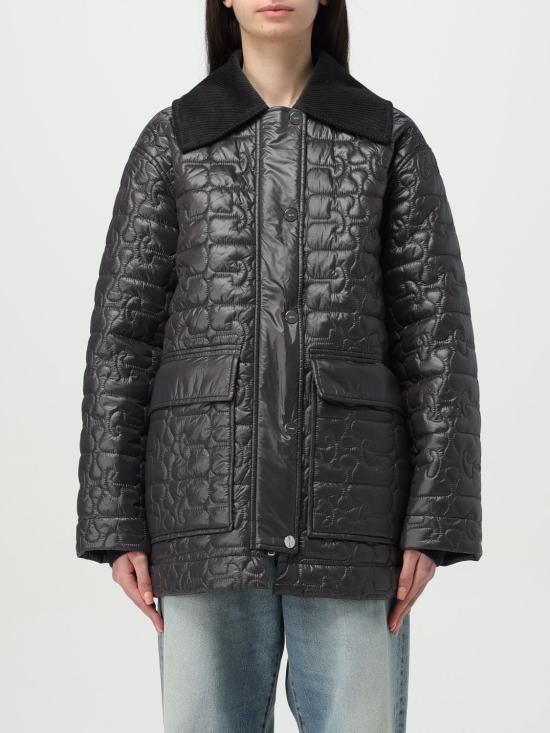 25FW 가니 샤이니 퀼트 미디 자켓 W0343 252 Charcoal