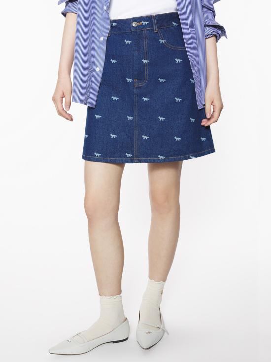  메종키츠네 숏 스커트 OW01501WD4014 0202 DARK LASER PROFILE FOX - MAISON KITSUNE