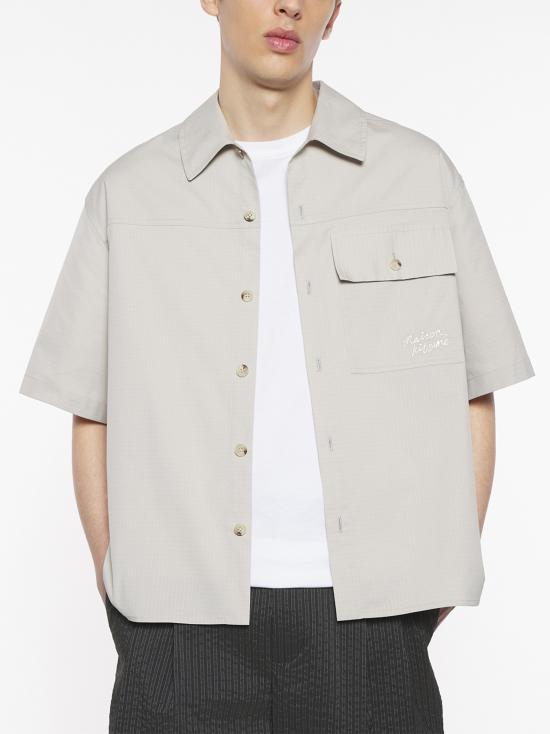  메종키츠네 반팔 셔츠 OM00429WW9020 0119 TRUFFLE - MAISON KITSUNE