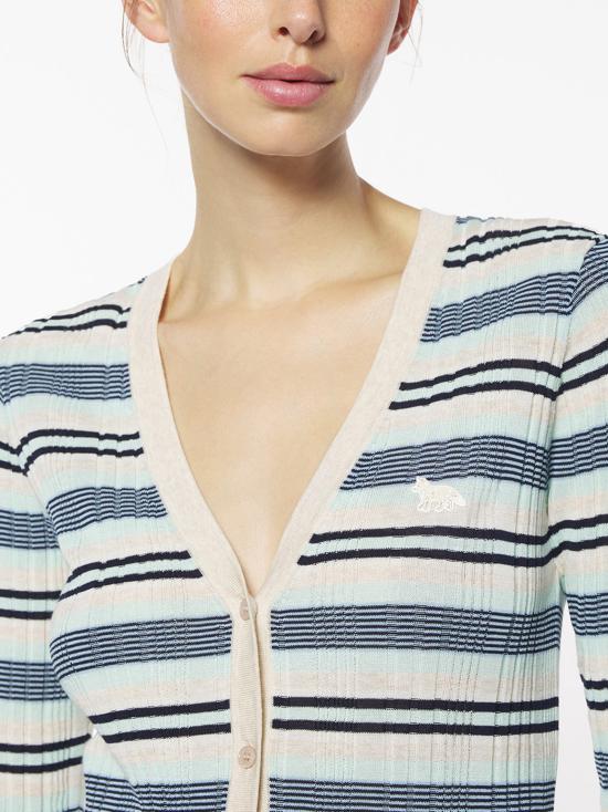 25SS 메종키츠네 가디건 OW00505KT1122 0269 MINT ICE SMOKE STRIPES - MAISON KITSUNE
