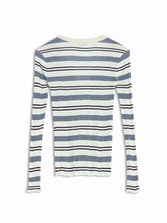  메종키츠네 가디건 OW00505KT1122 0269 MINT ICE SMOKE STRIPES - MAISON KITSUNE