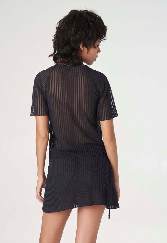  파이드 미 나우 블라우스 지금 만나보세요 애디슨 시어서커 래글런 모크넥 탑 - FIND ME NOW