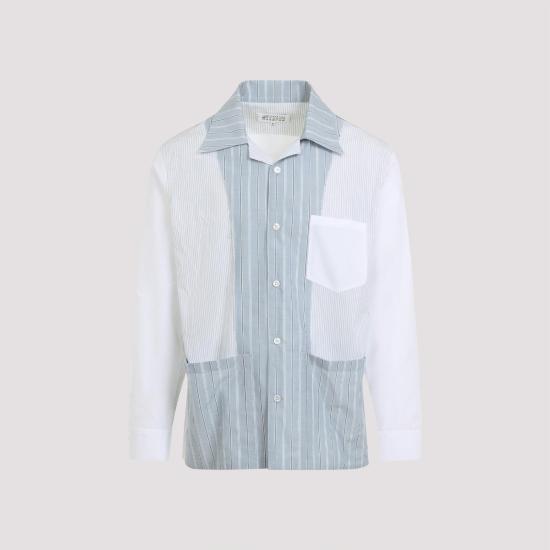 25FW 마르지엘라 긴팔 셔츠 S50DT0056 MTN074 961 WHITE STRIPED BLUE - MAISON MARGIELA