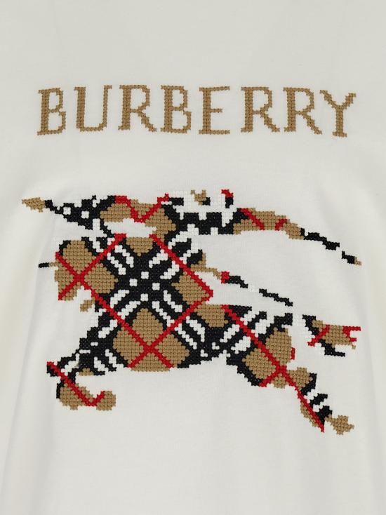 26FW 버버리 크로스 스티치 EKD 코튼 티셔츠 8110116CHALK White - BURBERRY