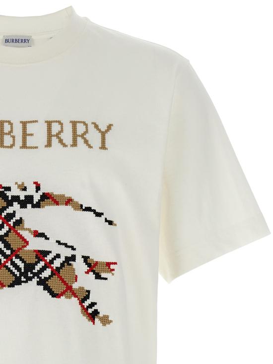 26FW 버버리 크로스 스티치 EKD 코튼 티셔츠 8110116CHALK White - BURBERRY