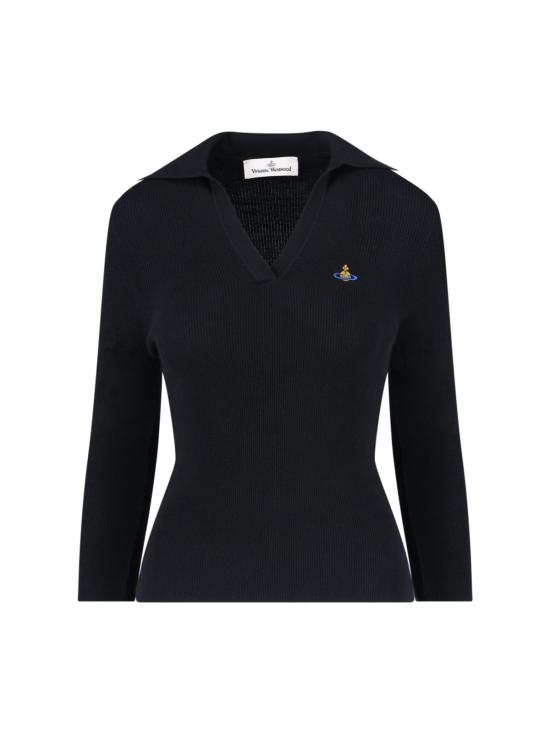 25FW 비비안웨스트우드 MARINA 마리나 오브 자수 폴로 스웨터 18030040 Y001V N401 Black