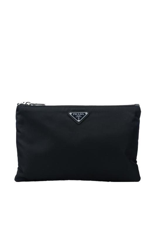 26FW 프라다 리나일론 앤 사피아노 레더 파우치 2NH0062DMH F0002 Nero