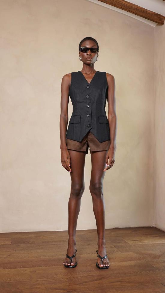  파렌테지 베스트 마고 리넨 조끼 블랙 - PARENTEZI