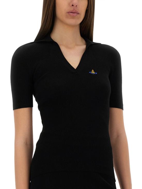 25SS 비비안웨스트우드 MARINA 마리나 오브 자수 폴로 스웨터 18030040Y003FN401 BLACK DOM - VIVIENNE WESTWOOD