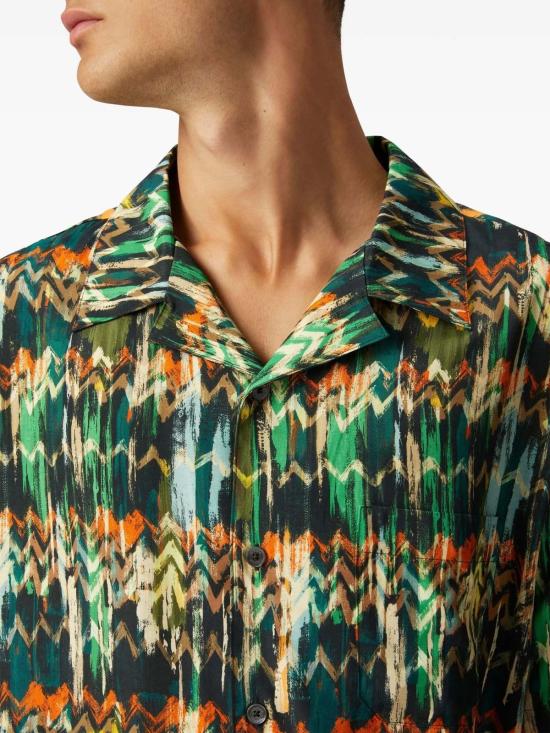  미소니 반팔 셔츠 반팔 셔츠 그린 멀티 - MISSONI