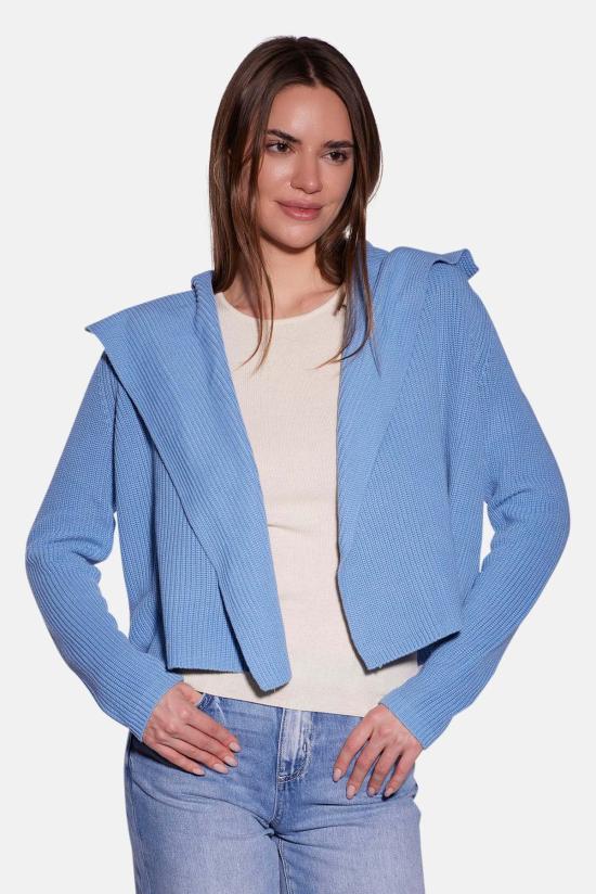  블루&크림 가디건 코튼 셰이커 플라이어웨이 카디건