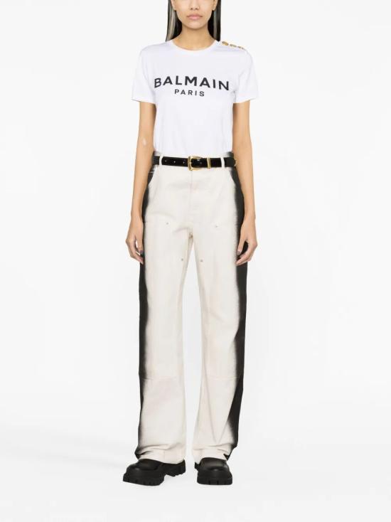 25FW 발망 반팔 티셔츠 BF1EF005BB02 097 GAB WHITE BLACK - BALMAIN
