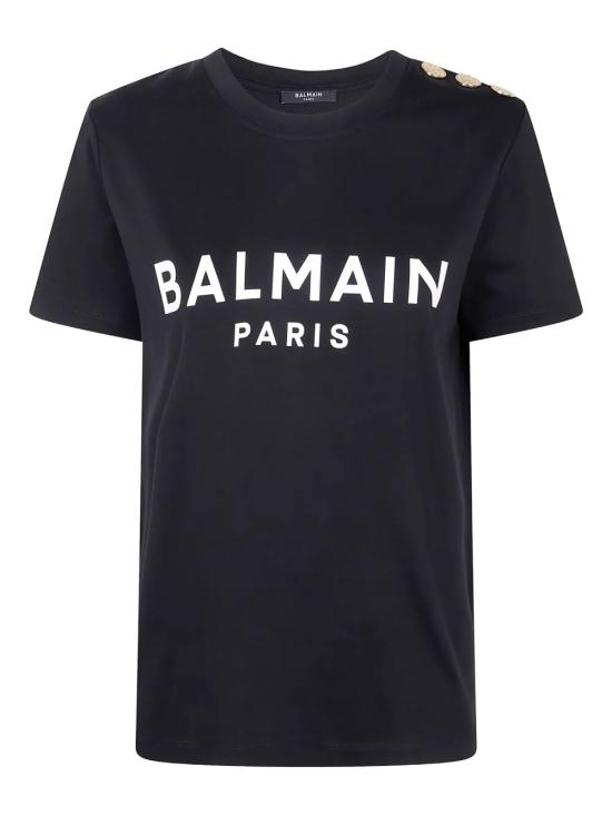 25FW 발망 반팔 티셔츠 BF1EF005BB02 097 EAB BLACK WHITE - BALMAIN