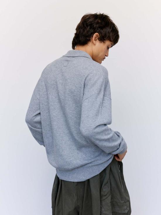  로에베 가디건 그레이 멜란지 울 포켓 카디건 - LOEWE