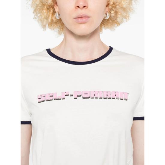 25FW 셀프 포트레이트 반팔 티셔츠 PF25 109TA W WHITE - SELF PORTRAIT