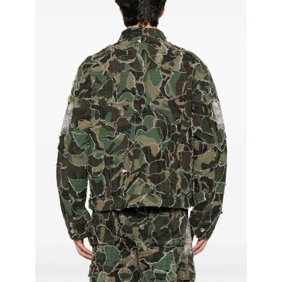 25SS 후 디싸이즈 워 데님 자켓 CAMO TRUCKER OLIVE GREEN BROWN - WHO DECIDES WAR