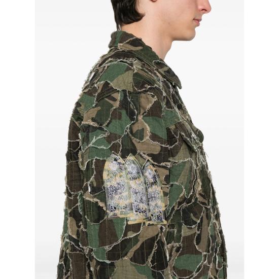 25SS 후 디싸이즈 워 데님 자켓 CAMO TRUCKER OLIVE GREEN BROWN - WHO DECIDES WAR