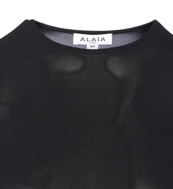25FW 알라이아 반팔 티셔츠 AA9H1248J050B 995 Black - ALAIA