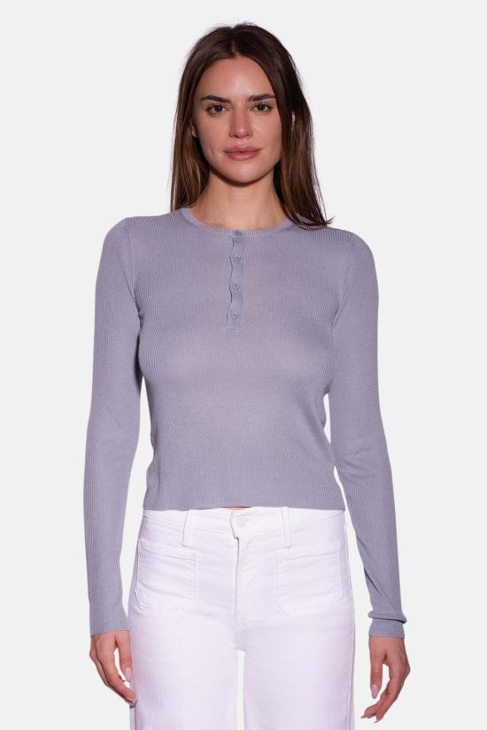  더 타일 클럽 긴팔 티셔츠 타일 클럽 실비아 실크 헨리 탑