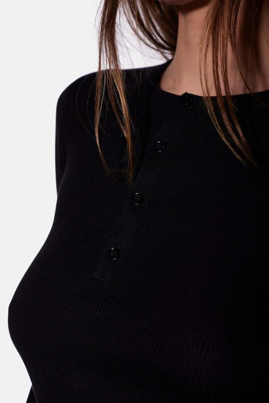  더 타일 클럽 긴팔 티셔츠 타일 클럽 실비아 실크 헨리 - THE TILE CLUB