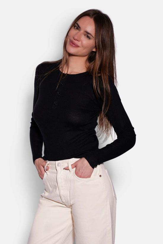  더 타일 클럽 긴팔 티셔츠 타일 클럽 실비아 실크 헨리 - THE TILE CLUB