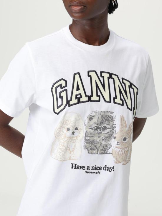 25FW 가니 반팔 티셔츠 T4237 151 White - GANNI