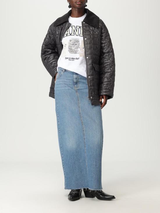 25FW 가니 샤이니 퀼트 미디 자켓 W0343 252 Grey - GANNI