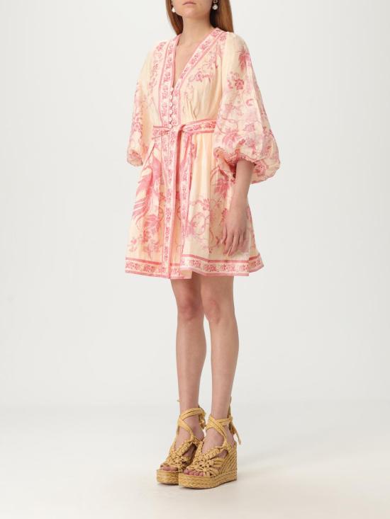 25FW 짐머만 숏 원피스 3500DSS252 CRMPNKFLO Yellow Cream - ZIMMERMANN