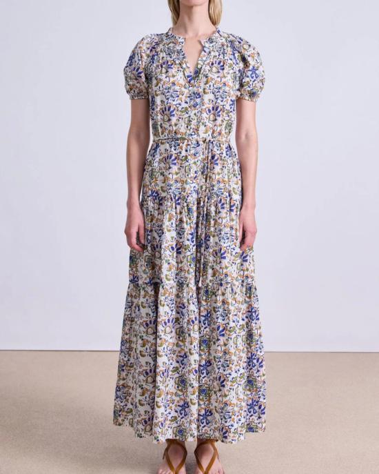  어피스 어파트 롱 원피스 어피스 아파트 마짜 맥시 드레스 바틱 플로럴 크림