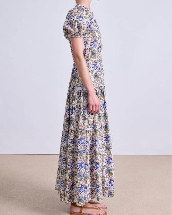  어피스 어파트 롱 원피스 어피스 아파트 마짜 맥시 드레스 바틱 플로럴 크림 - APIECE APART