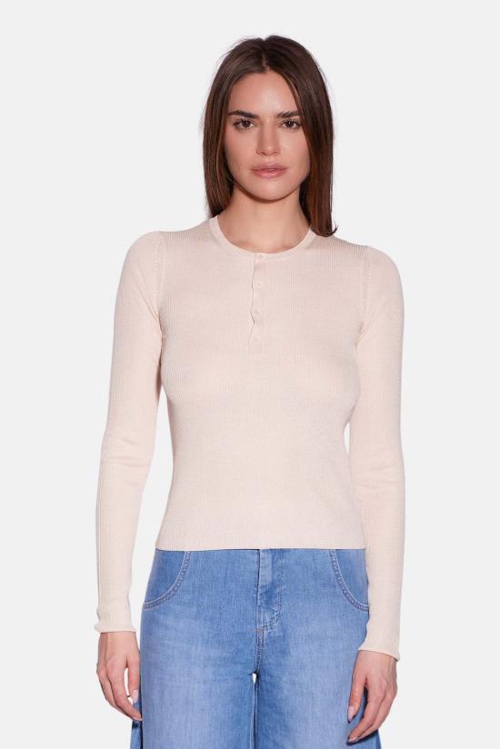  더 타일 클럽 긴팔 티셔츠 타일 클럽 실비아 실크 헨리 탑