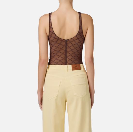 25SS 엘리자베타프랜치 바디수트 티셔츠 BO02051E2 644 CACAO - ELISABETTA FRANCHI
