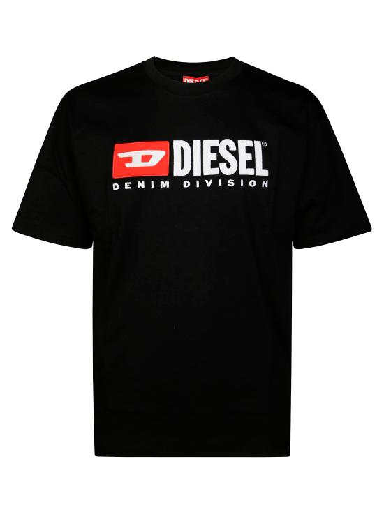 26FW 디젤 T-박스트-Div 로고 패치 티셔츠 A149430GRAI 9XX NERO