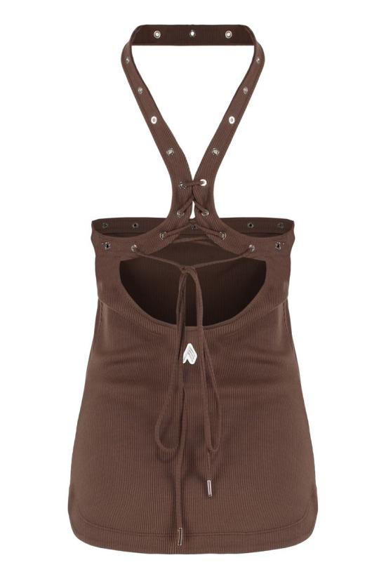  디 아티코 민소매 티셔츠 242WCT238J038 590 BROWN - THE ATTICO