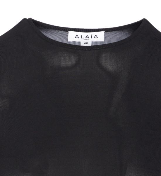 25FW 알라이아 반팔 티셔츠 AA9H1248J050B995 Black - ALAIA