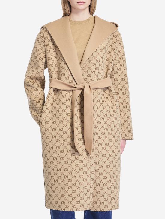 25FW 구찌 리버서블 GG 실크 울 블렌드 코트 793634ZAQW0 2668 Beige - GUCCI