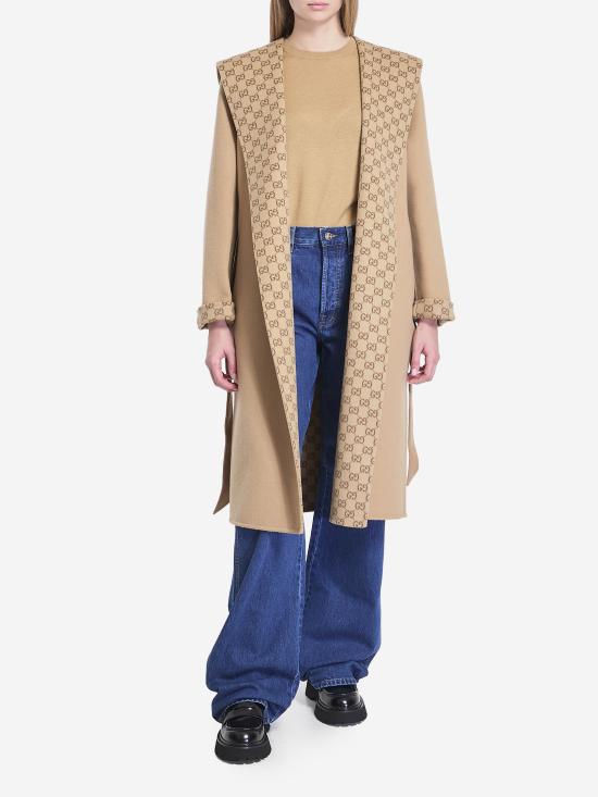 25FW 구찌 리버서블 GG 실크 울 블렌드 코트 793634ZAQW0 2668 Beige - GUCCI