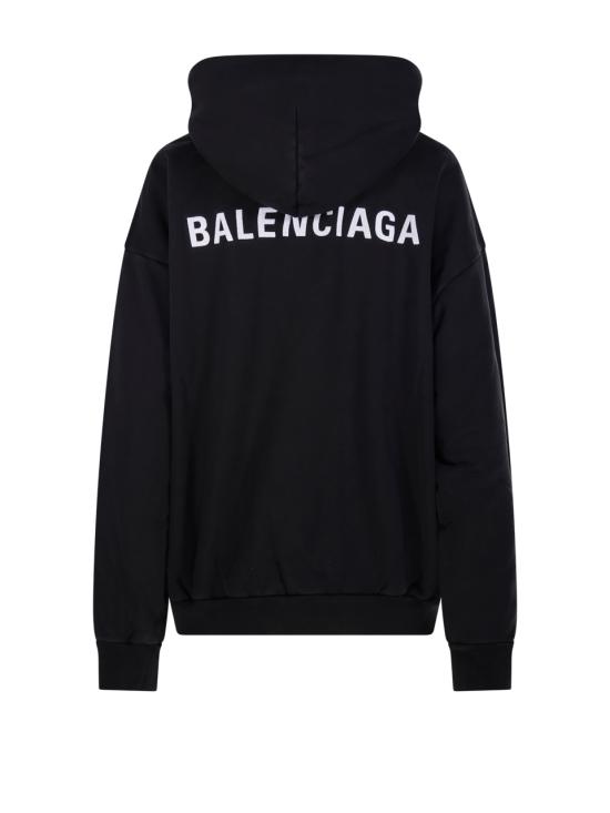 25FW 발렌시아가 미디엄 핏 후드 티셔츠 767877 TRVJ3 1569 FADED BLACK WHITE - BALENCIAGA