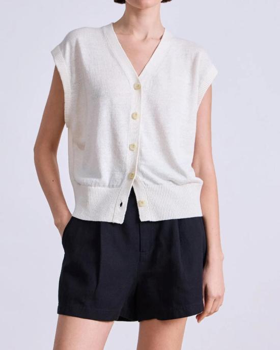  어피스 어파트 베스트 어피스 아파트 파인 웨이트 크롭드  크림 - APIECE APART