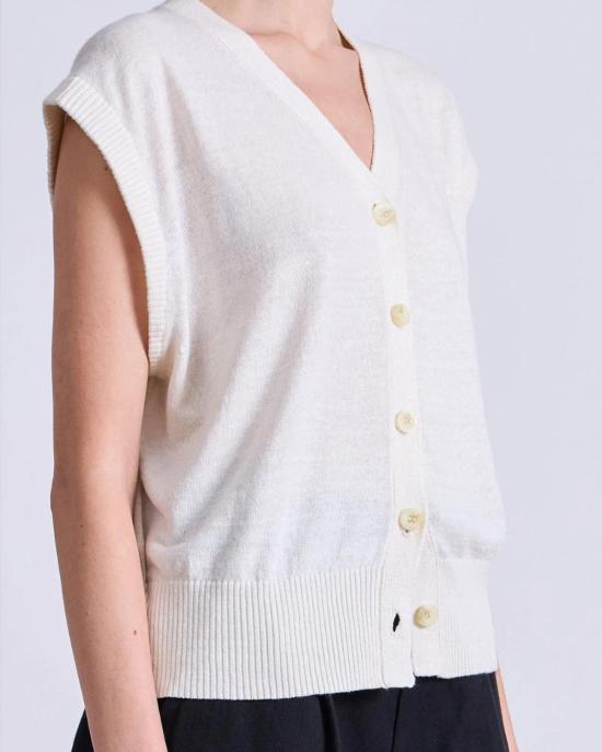  어피스 어파트 베스트 어피스 아파트 파인 웨이트 크롭드  크림 - APIECE APART