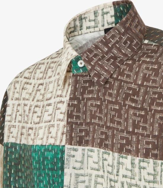  펜디 폴로 티셔츠 FS0795 AU73 F1RFY BROWN GREEN DOM - FENDI