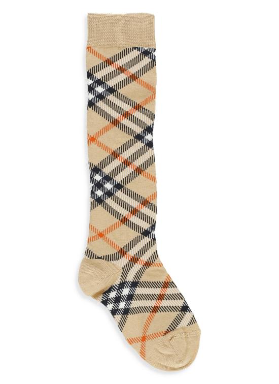 25FW [키즈] 버버리 언더웨어 8100428 CHECK KNIT SOCKB9368 Beige