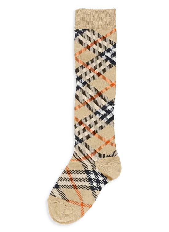 25FW [키즈] 버버리 언더웨어 8100428 CHECK KNIT SOCKB9368 Beige - BURBERRY