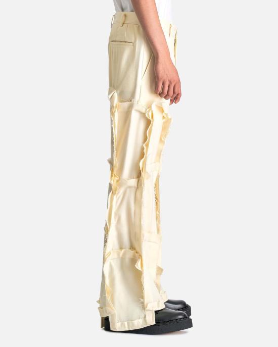  꼼데가르송 스트레이트 팬츠 Comme Des Garçons 패널 울 블렌드  크림 - COMME DES GARCONS