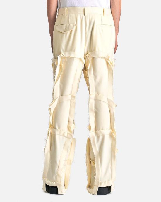  꼼데가르송 스트레이트 팬츠 Comme Des Garçons 패널 울 블렌드  크림 - COMME DES GARCONS