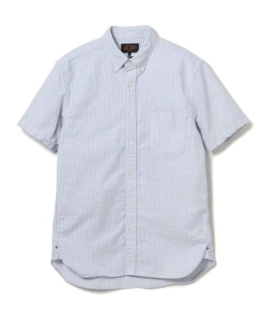  빔스 탑 플러스 B.D. 반팔 캔디 스트라이프 셔츠 블루