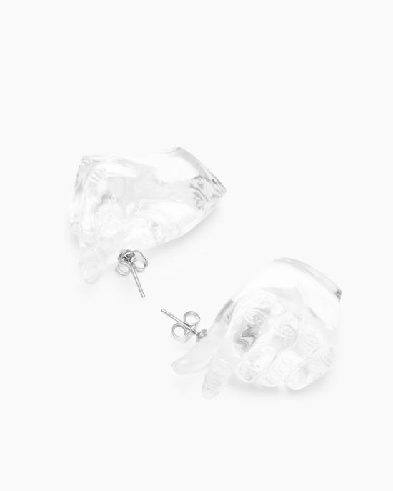  와이프로젝트 이어링 Y/Project 미디 핑거 하트 펜던트  투명 - Y PROJECT