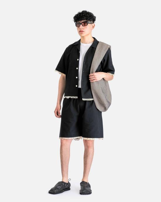  AUBERO 숏팬츠 오베로 레이스 트림 숏 블랙