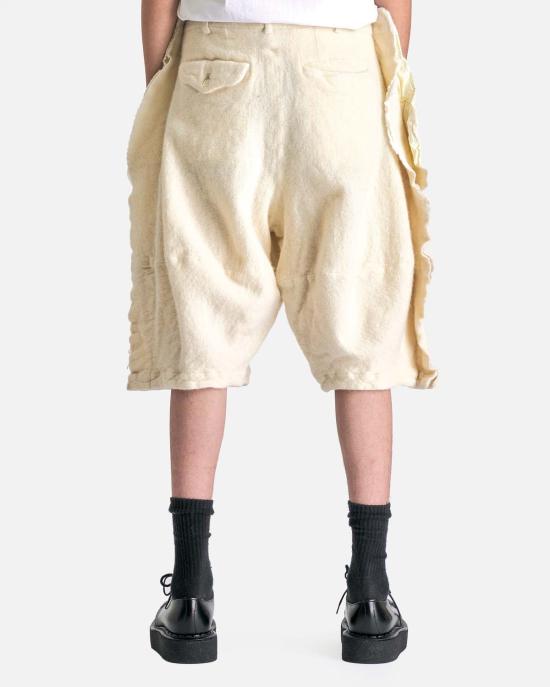  꼼데가르송 숏팬츠 Comme Des Garçons 브러쉬드 울 쇼츠 오프 화이트 - COMME DES GARCONS