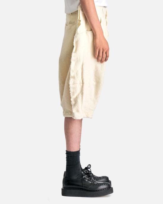  꼼데가르송 숏팬츠 Comme Des Garçons 브러쉬드 울 쇼츠 오프 화이트 - COMME DES GARCONS